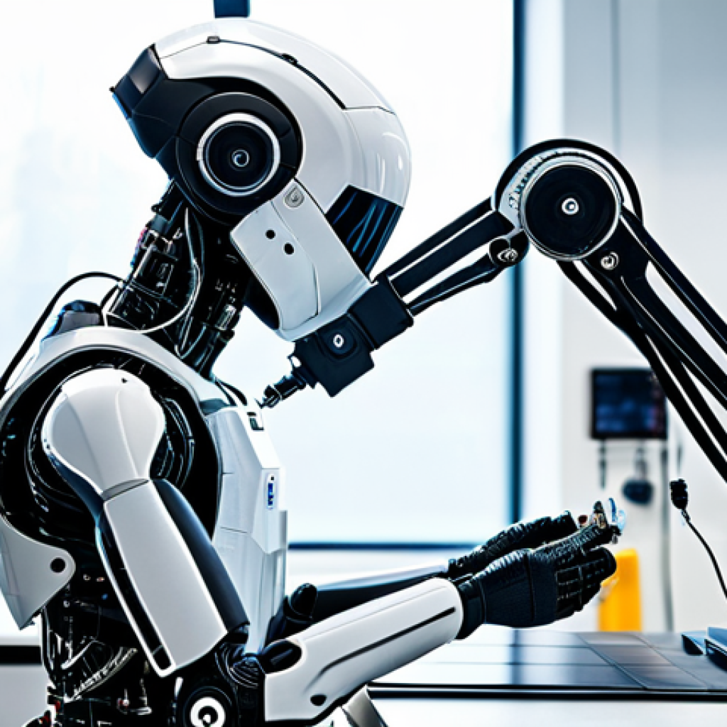 **

"A robotics technician in a clean lab, carefully adjusting a sensor on a complex robot arm. Wires and tools are neatly organized. Fully clothed in appropriate work attire. Professional, safe for work, perfect anatomy, natural proportions, high quality."

**