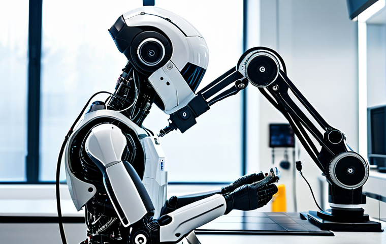 **

"A robotics technician in a clean lab, carefully adjusting a sensor on a complex robot arm. Wires and tools are neatly organized. Fully clothed in appropriate work attire. Professional, safe for work, perfect anatomy, natural proportions, high quality."

**
